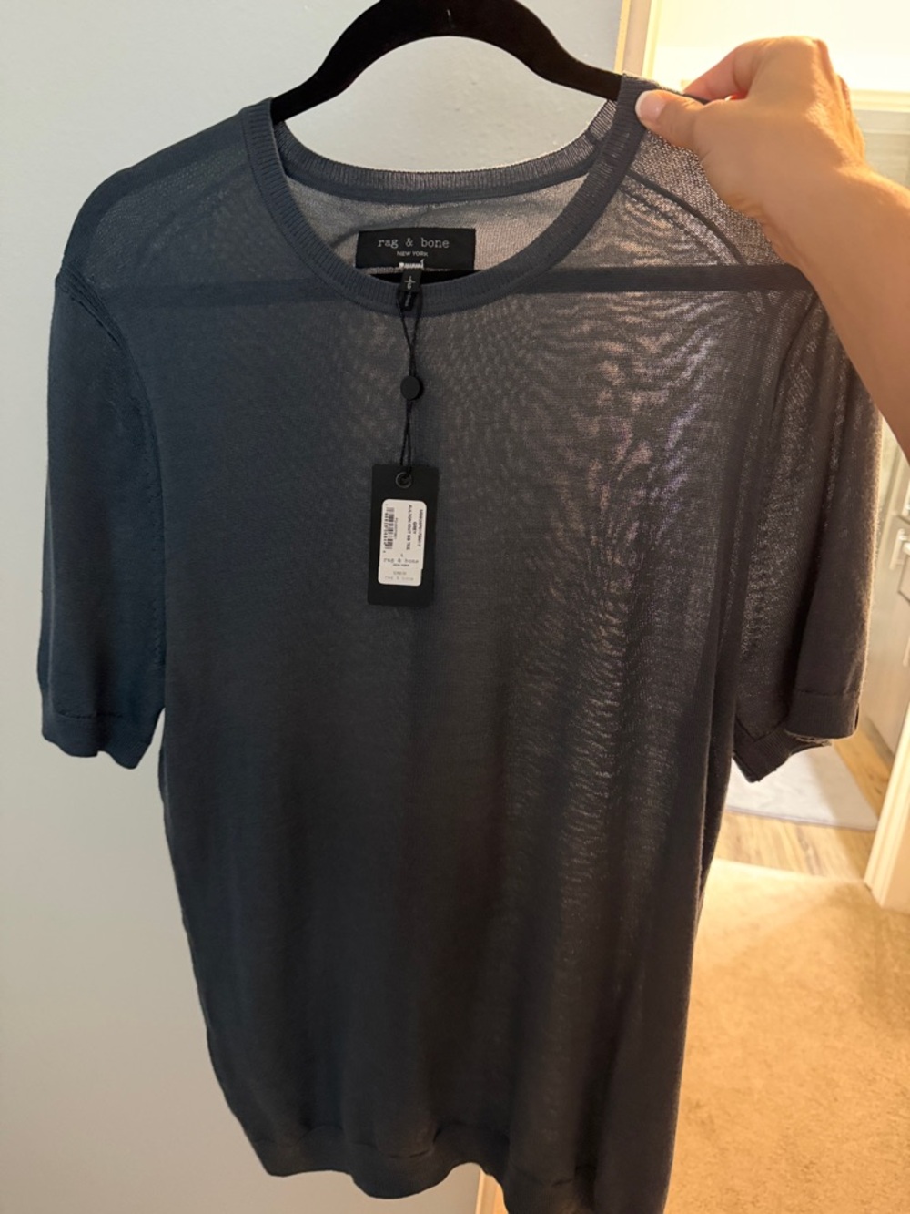 rag & bone Short Sleeve Crew T-Shirt in Charcoal Gray